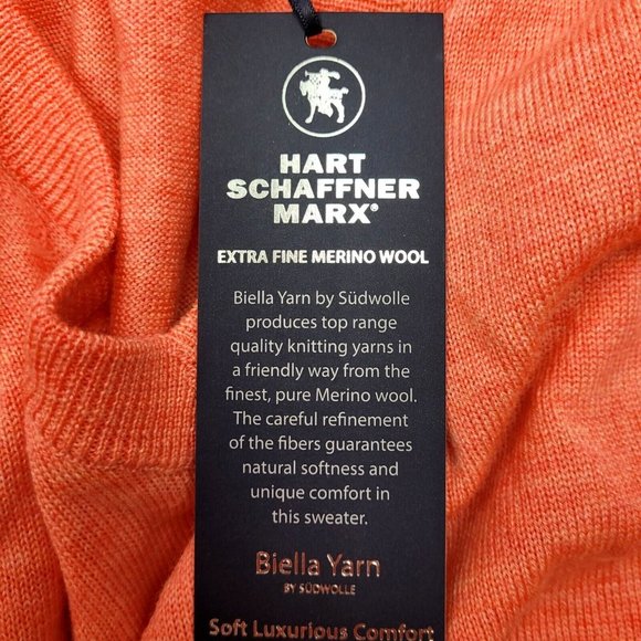 Hart Schaffner Marx Extra Fine Merino Wool Sweater Men's 2XB Coral Heather NWT - Picture 6 of 10